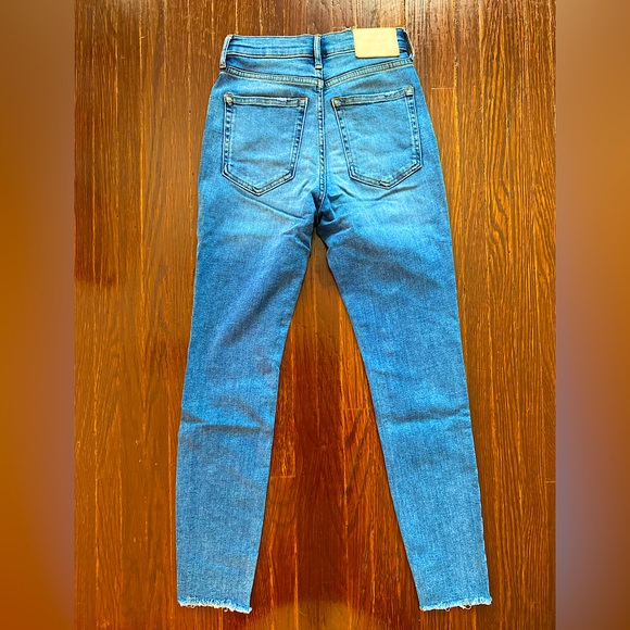 Everlane High Rise Skinny Jean SZ 24 Blue Distressed - Picture 4 of 5